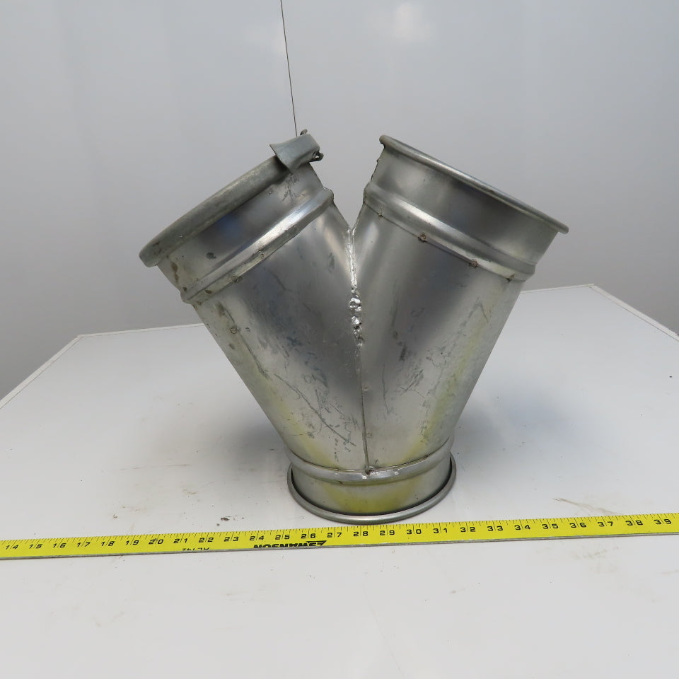 7" x 7" x 7" Quick-Clamp Rolled Edge Duct Wye Branch Galvanized Steel 15" OAL