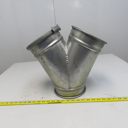 7" x 7" x 7" Quick-Clamp Rolled Edge Duct Wye Branch Galvanized Steel 15" OAL