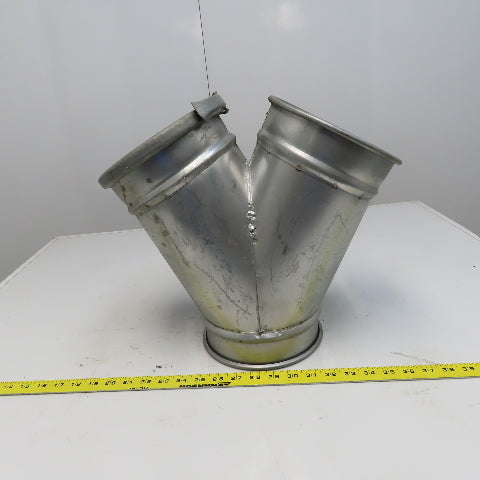 7" x 7" x 7" Quick-Clamp Rolled Edge Duct Wye Branch Galvanized Steel 15" OAL