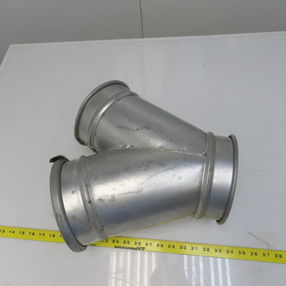 7" x 7" x 7" Quick-Clamp Rolled Edge Duct Wye Branch Galvanized Steel 15" OAL
