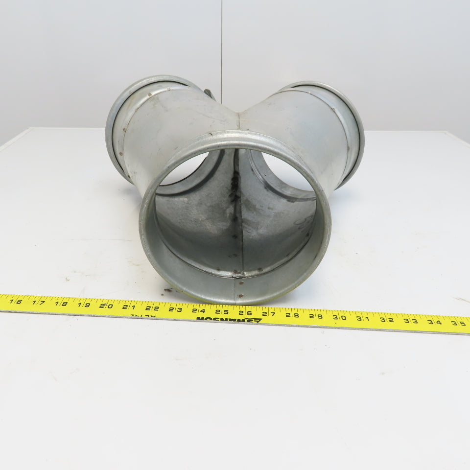 7" x 7" x 7" Quick-Clamp Rolled Edge Duct Wye Branch Galvanized Steel 15" OAL