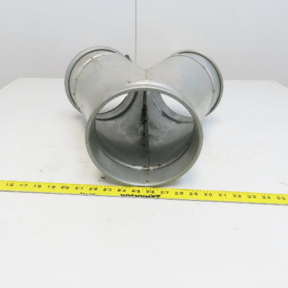 7" x 7" x 7" Quick-Clamp Rolled Edge Duct Wye Branch Galvanized Steel 15" OAL