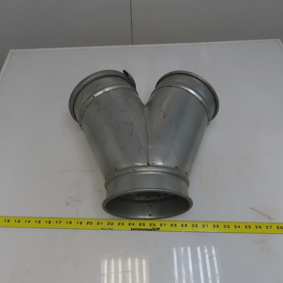 7" x 7" x 7" Quick-Clamp Rolled Edge Duct Wye Branch Galvanized Steel 15" OAL