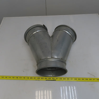 7" x 7" x 7" Quick-Clamp Rolled Edge Duct Wye Branch Galvanized Steel 15" OAL