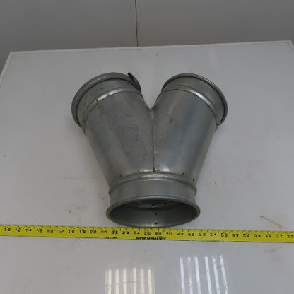 7" x 7" x 7" Quick-Clamp Rolled Edge Duct Wye Branch Galvanized Steel 15" OAL