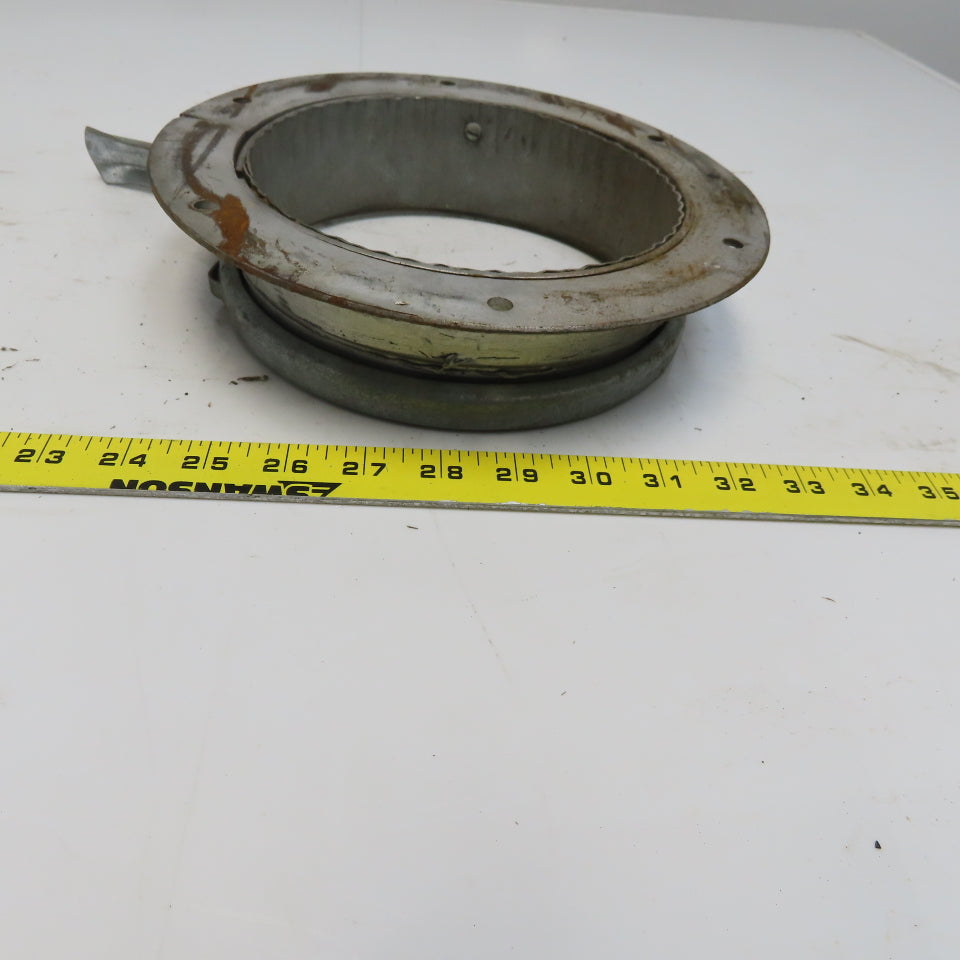 Quick-Clamp Rolled Edge Duct Nipple Flange 7" Dia x 2" Galvanized Steel W/Clamp
