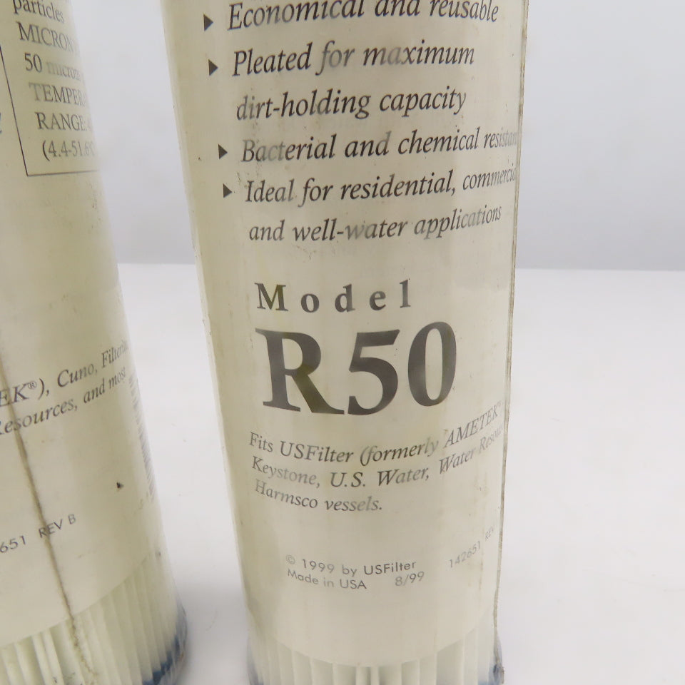 US Filter R50 Pleated Polyester Sediment Filter Cartridge Lot Of 2