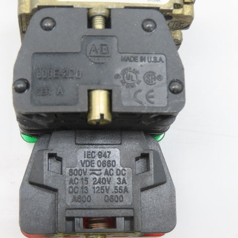 Allen Bradley 800E-2D0 Red Illuminated Push Button Switch 600V AC/DC