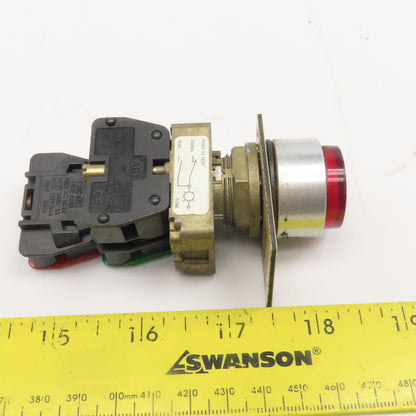 Allen Bradley 800E-2D0 Red Illuminated Push Button Switch 600V AC/DC