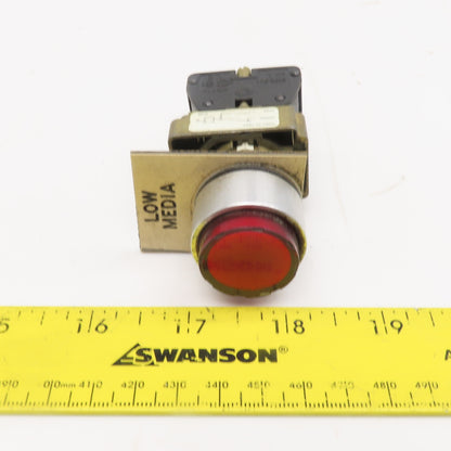 Allen Bradley 800E-2D0 Red Illuminated Push Button Switch 600V AC/DC
