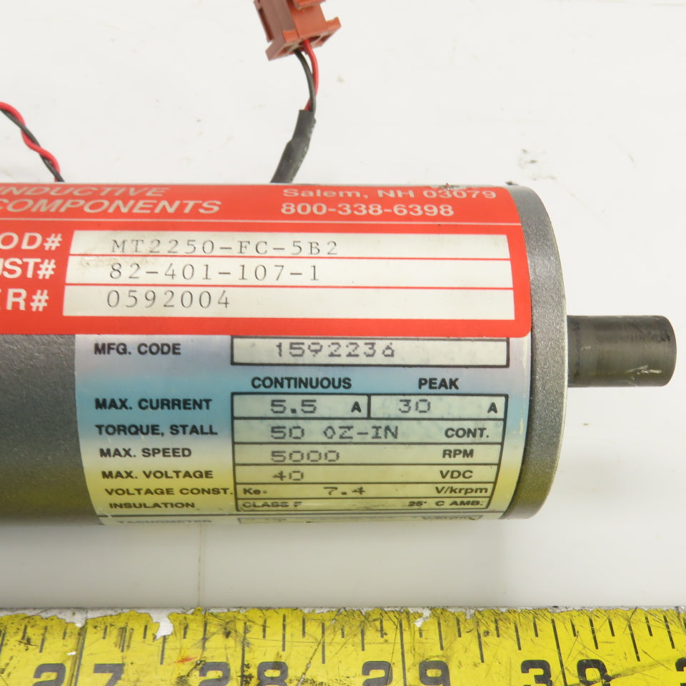 Baldor MT2250-FC-5B2 Permanent Magnet Servo Motor 5000RPM 40VDC 50 OZ-IN Torq