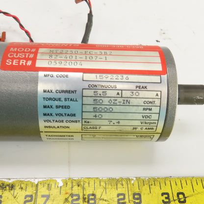 Baldor MT2250-FC-5B2 Permanent Magnet Servo Motor 5000RPM 40VDC 50 OZ-IN Torq
