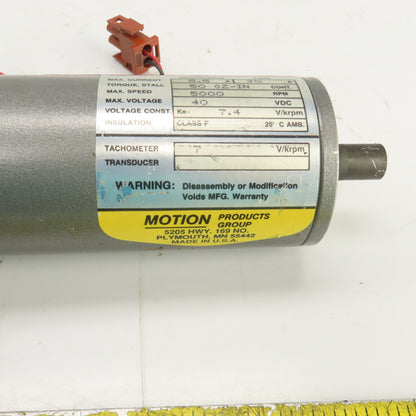 Baldor MT2250-FC-5B2 Permanent Magnet Servo Motor 5000RPM 40VDC 50 OZ-IN Torq