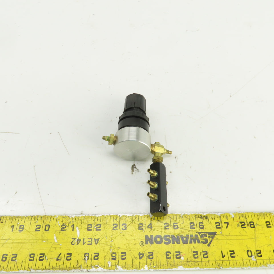 6 Port Air Distribution Manifold 4mm OD Ports W/ Manual Regulator