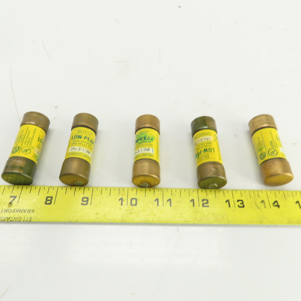 Buss LPJ-2-1/2SP 2-1/2A 600VAC Low Peak Dual Element Time Delay Fuse Lot Of 5