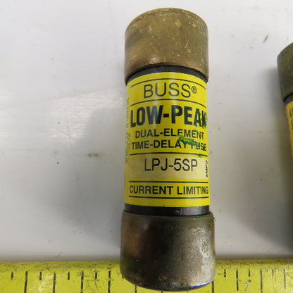 Buss LPJ-5SP 5A 600VAC Low Peak Dual Element Time Delay Fuse Lot Of 5