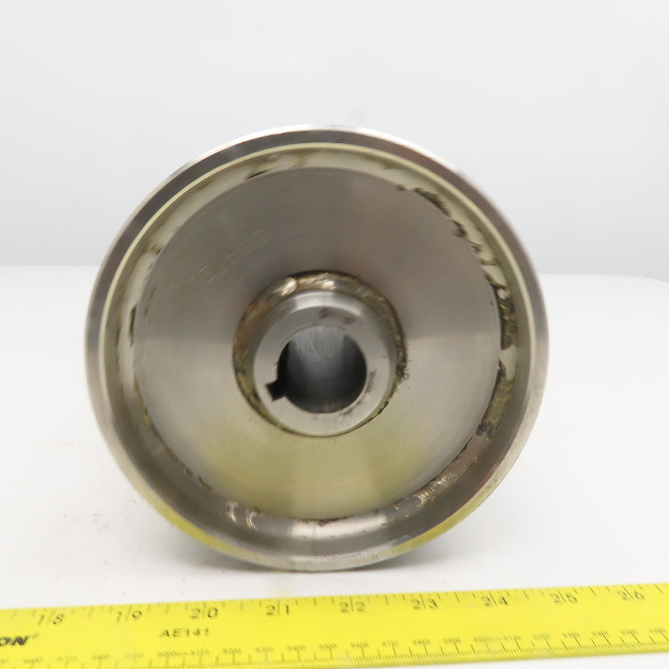 6.418" OD Drum Roller 6-1/4" W Face Stainless Steel 1-1/4" Bore Shouldered Edge