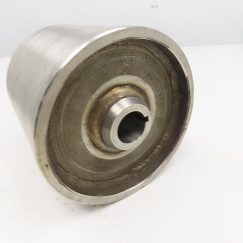 6-9/16" OD Drum Roller 6-1/4" W Face Stainless Steel 1-1/4" Bore Shouldered Edge