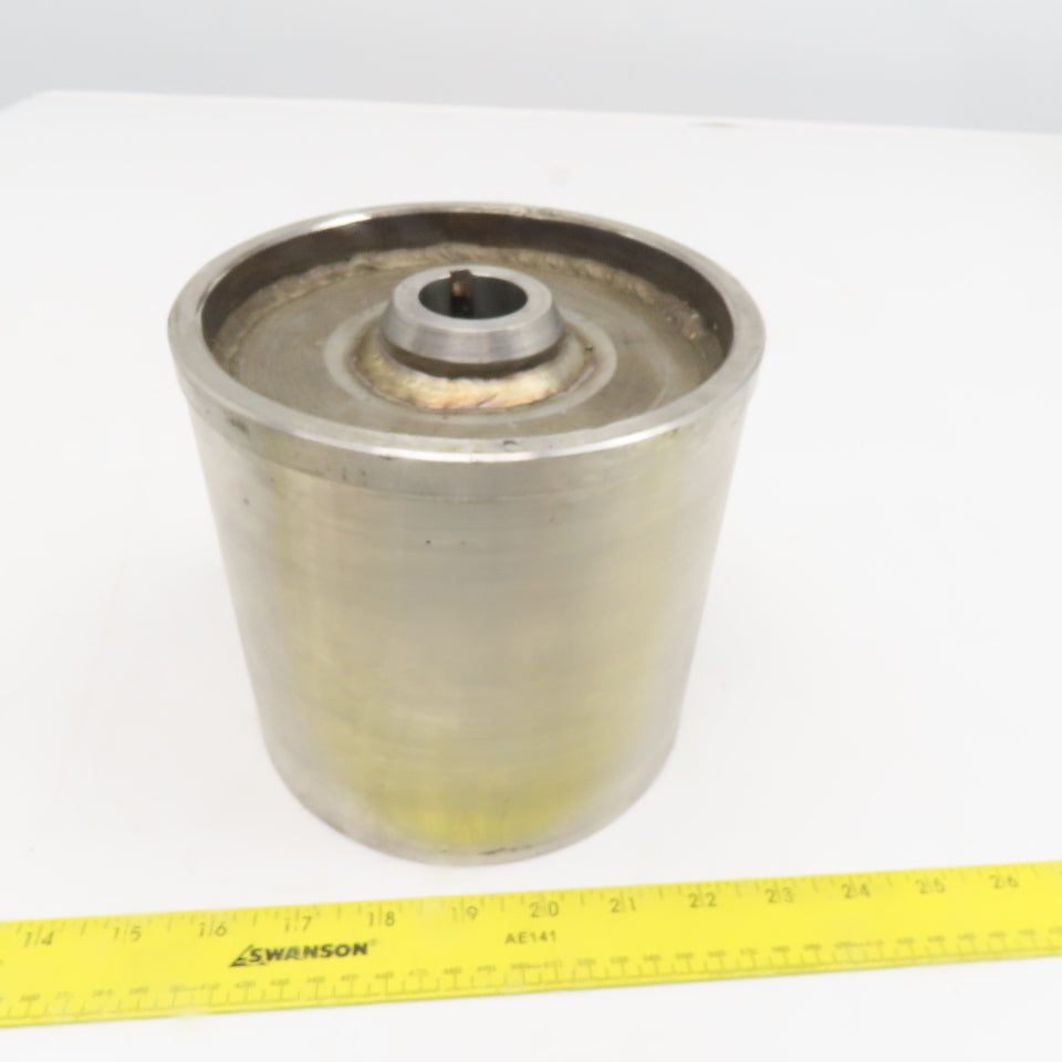 6-9/16" OD Drum Roller 6-1/4" W Face Stainless Steel 1-1/4" Bore Shouldered Edge