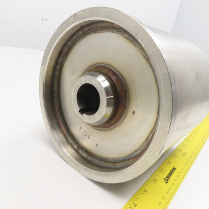 6-9/16" OD Drum Roller 6-5/8" W Face Stainless Steel 1-1/4" Bore Shouldered Edge