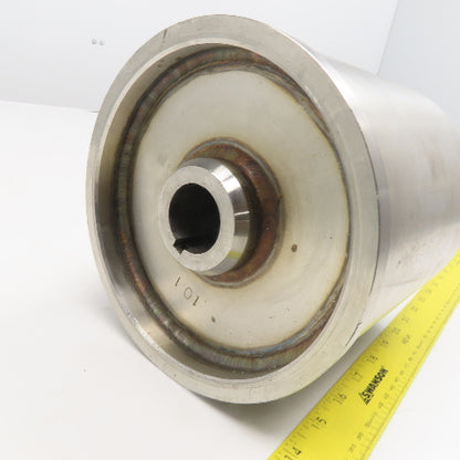 6-9/16" OD Drum Roller 6-5/8" W Face Stainless Steel 1-1/4" Bore Shouldered Edge