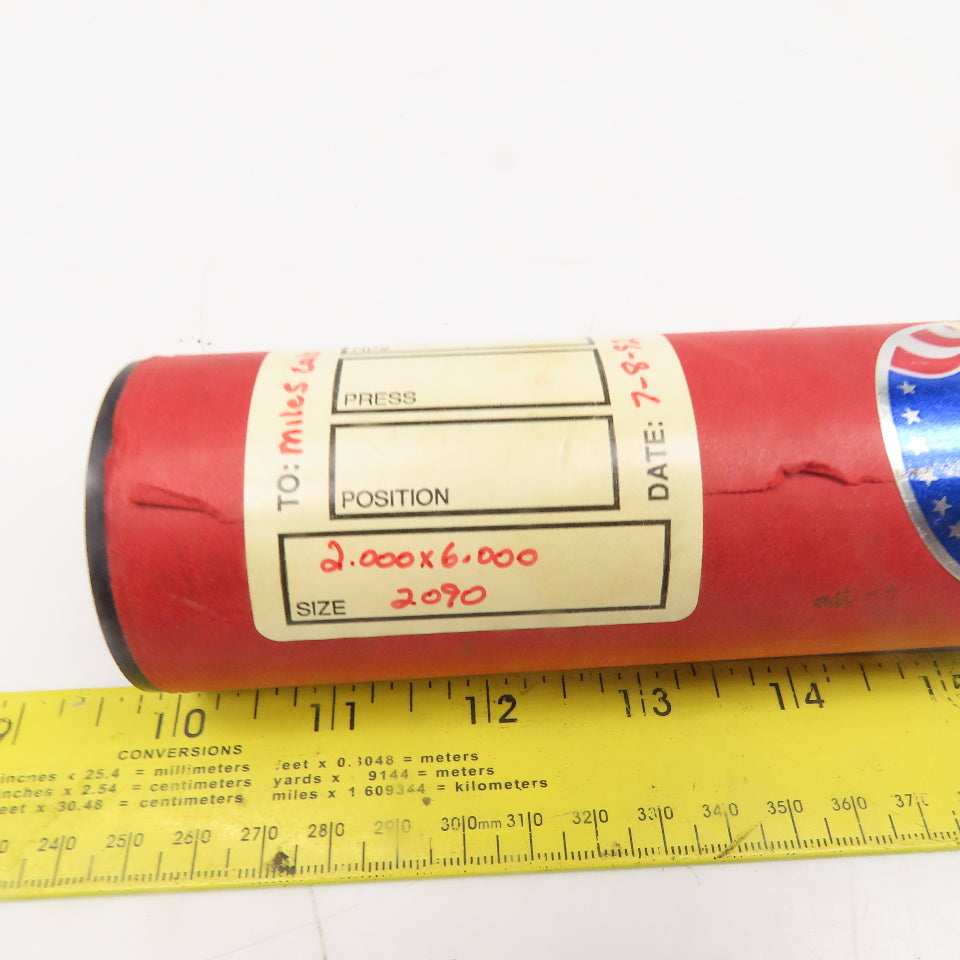 Republic Roller Size 2090 2" x 6" Rubber Lagged Roller 1-3/8" Press Bearing Bore