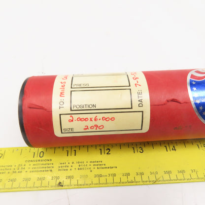 Republic Roller Size 2090 2" x 6" Rubber Lagged Roller 1-3/8" Press Bearing Bore