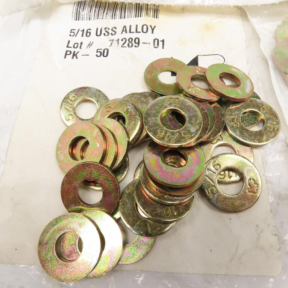 Grainger 6PE78 5/16" Steel Grade 8 Yellow Zinc Flat Washer Lot Of 130