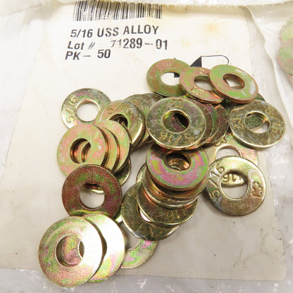 Grainger 6PE78 5/16" Steel Grade 8 Yellow Zinc Flat Washer Lot Of 130