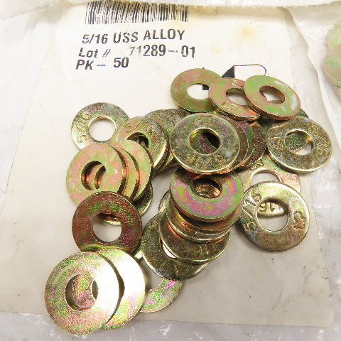 Grainger 6PE78 5/16" Steel Grade 8 Yellow Zinc Flat Washer Lot Of 130