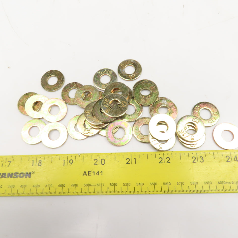 Grainger 6PE78 5/16" Steel Grade 8 Yellow Zinc Flat Washer Lot Of 130