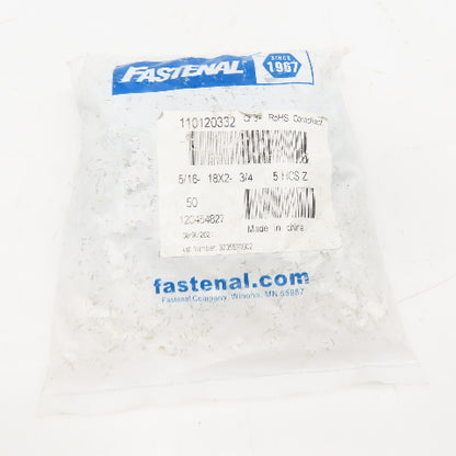 5/16"-18 x 2-3/4" Long Hex Head Cap Screw Partial Thread Gr 5 Lot Of 50