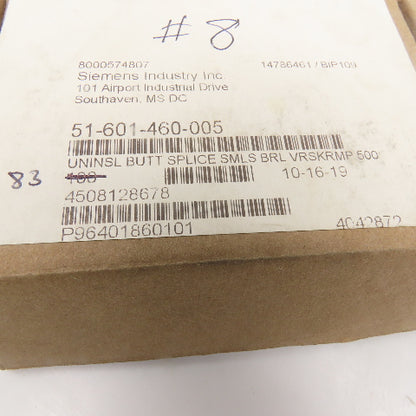 D-8 8 AWG Tinned Uninsulated Seamless Butt Splice Connector Lot Of 10