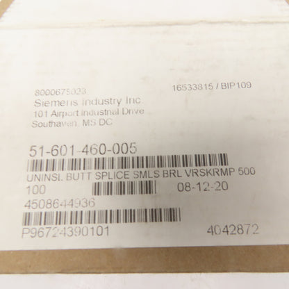 D-8 8 AWG Tinned Uninsulated Seamless Butt Splice Connector Lot Of 100