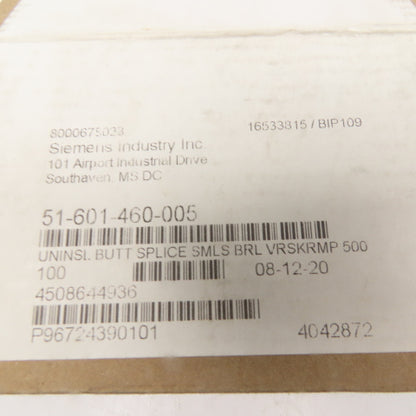 D-8 8 AWG Tinned Uninsulated Seamless Butt Splice Connector Lot Of 100