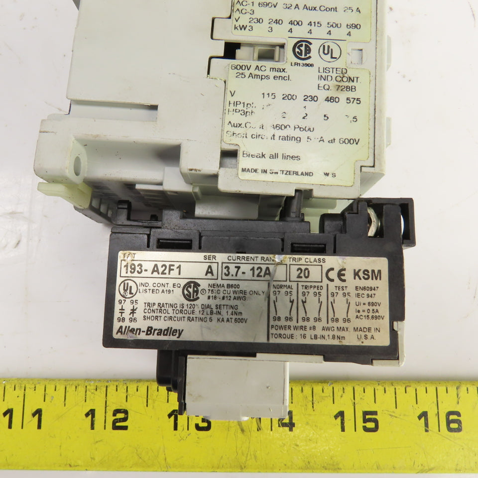 Allen Bradley 100-C09*10 Contactor 120V Coil W/193-A2F1 Overload Relay