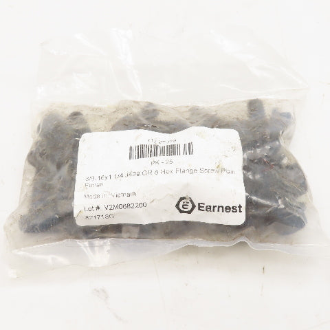Earnest 2TJ78 3/8"-16 x 1-1/4" Long Grade 8 Hex Flange Screw Lot of 25