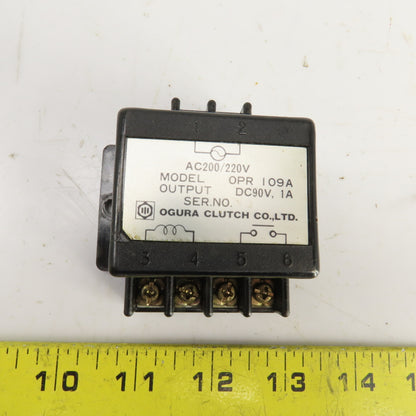 Ogura Clutch CO. OPR I09A Brake Rectifier Module 90VDC Output 200/220VAC
