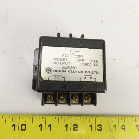 Ogura Clutch CO. OPR I09A Brake Rectifier Module 90VDC Output 200/220VAC