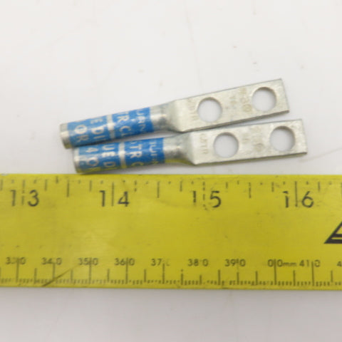 Burndy 6 STR CU Blue Die Wire Terminal Crimp 2 Hole Lug Lot Of 2
