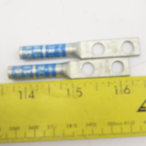 Burndy 6 STR CU Blue Die Wire Terminal Crimp 2 Hole Lug Lot Of 2