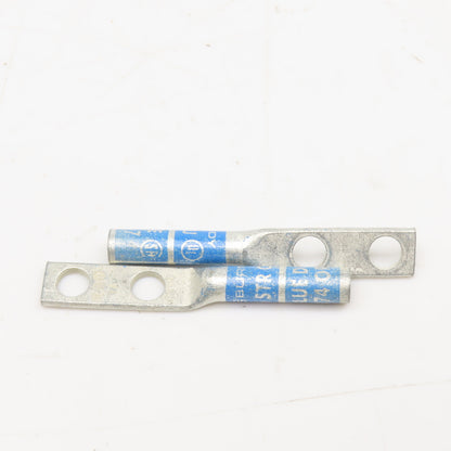 Burndy 6 STR CU Blue Die Wire Terminal Crimp 2 Hole Lug Lot Of 2