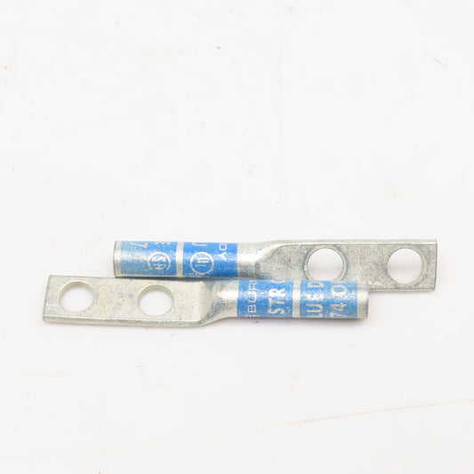 Burndy 6 STR CU Blue Die Wire Terminal Crimp 2 Hole Lug Lot Of 2