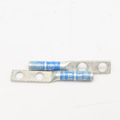 Burndy 6 STR CU Blue Die Wire Terminal Crimp 2 Hole Lug Lot Of 2