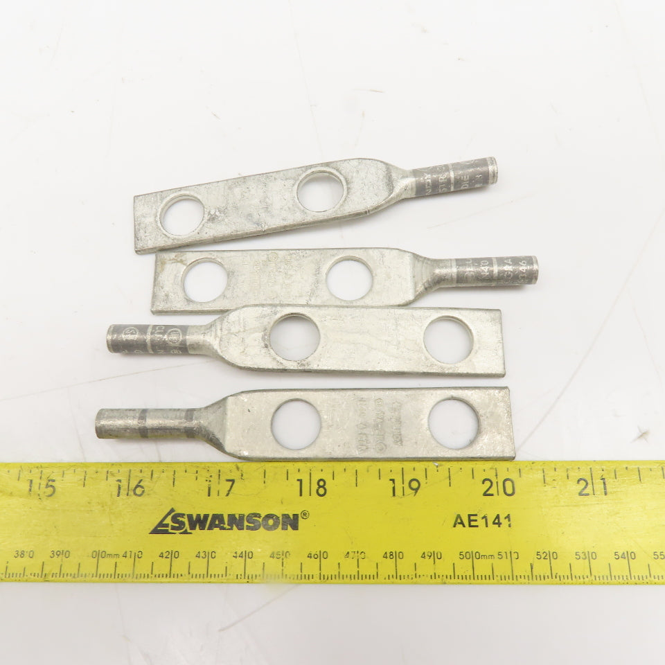 Burndy YA-2N 4 Strand 346 Or 8 Gray Die Compression Lug 2 Hole Lot Of 4