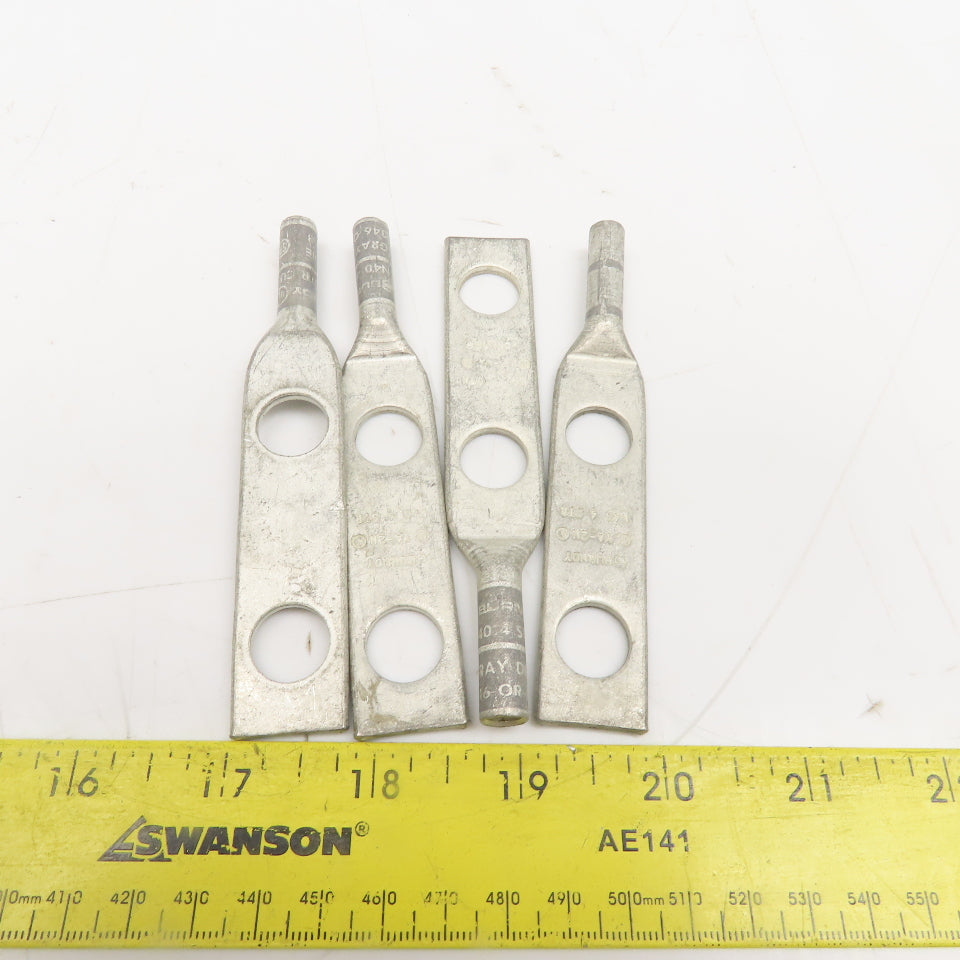 Burndy YA-2N 4 Strand 346 Or 8 Gray Die Compression Lug 2 Hole Lot Of 4