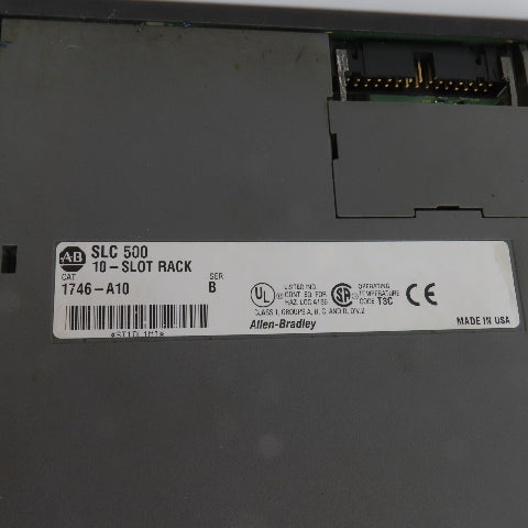 Allen Bradley 1746-A10 Ser B 10 Slot CPU Chassis Rack PLC W/1746-P2 Power Supply