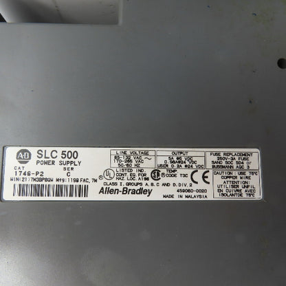 Allen Bradley 1746-A10 Ser B 10 Slot CPU Chassis Rack PLC W/1746-P2 Power Supply