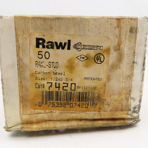 Rawl 7420 1/2" x 2-3/4" Rawl Stud Hammer Drive Concrete Anchor NOS Lot Of 50