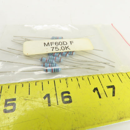 KOA MF60D F 75.0K Leaded Resistor Precision Metal Film Lot Of 10